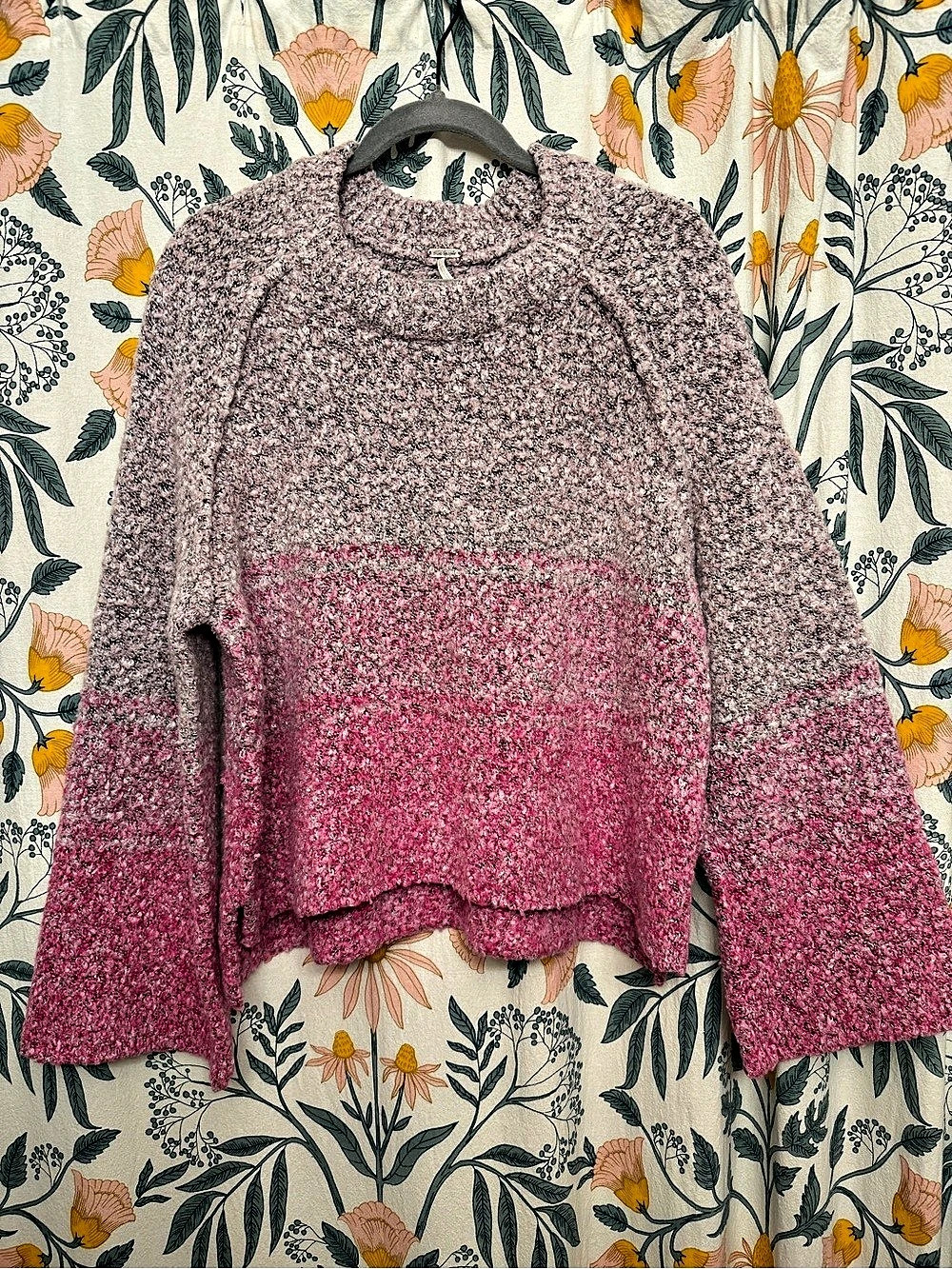Free People BFF Cocoon Dip Dye Sweater Pink & Gray